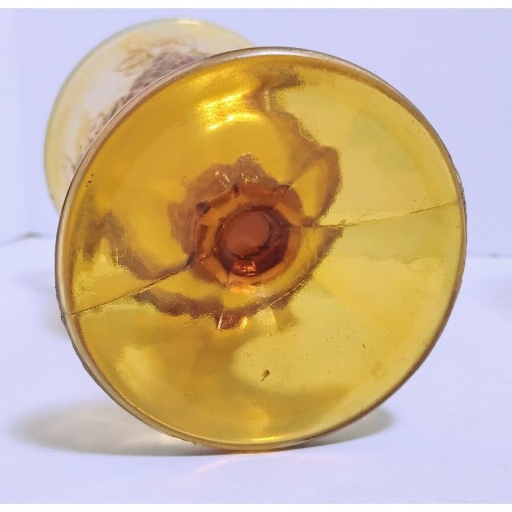 VINTAGE 70’S INDIANA CARNIVAL GLASS MARIGOLD HARVEST GRAPE 5 ¼” GOBLETS SET OF 3 - Picture 5 of 7